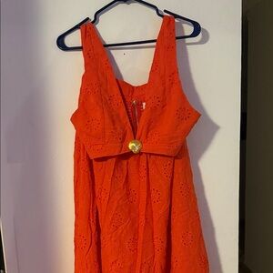 Elegant Orange Eyelet Dress